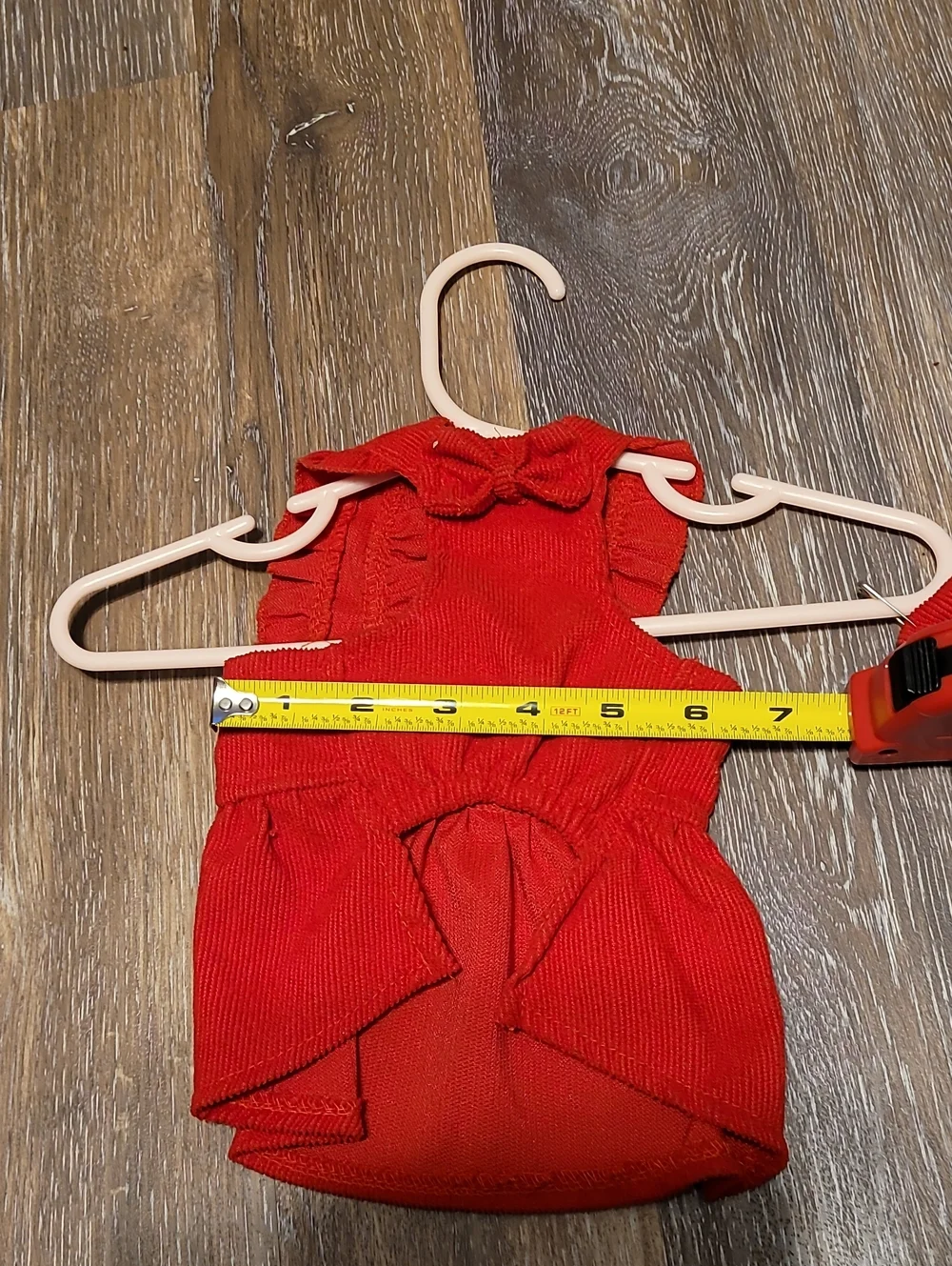 Doggie Dress Red Corduroy With Hair Bow